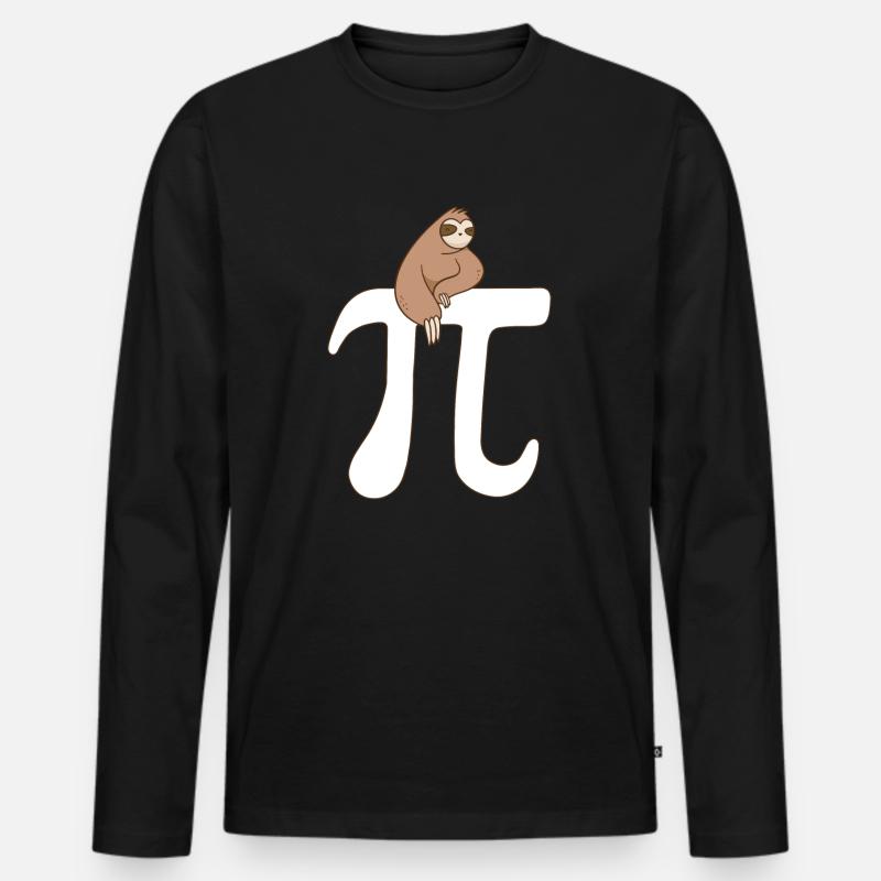 Math Sloth Pi - Männer Premium Bio Langarmshirt - Schwarz