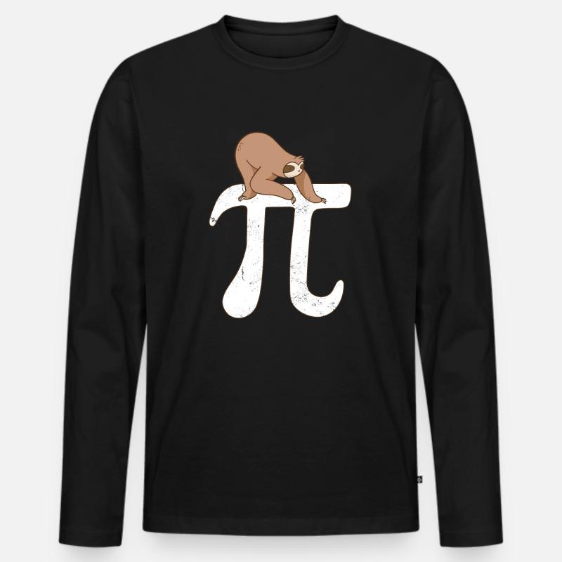 Math Sloth Pi - Männer Premium Bio Langarmshirt - Schwarz