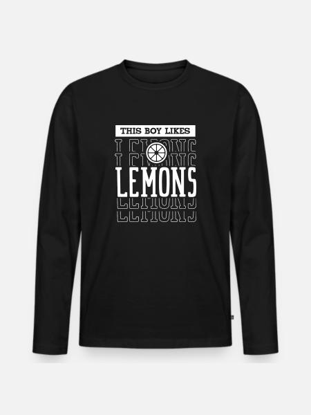 Junge mag Zitronen, Zitrusfrüchte, Sommerlimonade - Männer Premium Bio Langarmshirt - Schwarz