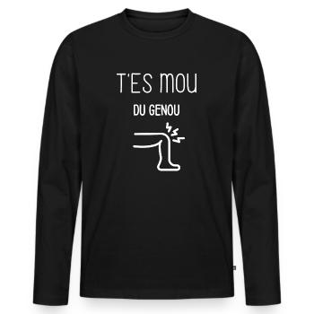 T'es mou du genou - T-shirt manches longues Premium bio Homme - noir - Devant - Nico (187cm)