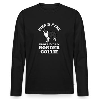 Chien de race border collie 2 - T-shirt manches longues Premium bio Homme - noir - Devant - Nico (187cm)