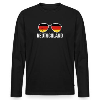 Deutschland Germany Sonnenbrille Germania Flagge - Männer Premium Bio Langarmshirt - Schwarz - Vorne - Nico (187cm)