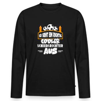 So sieht ein richtig cooler Schiedsrichter aus - Männer Premium Bio Langarmshirt - Schwarz - Vorne - Nico (187cm)