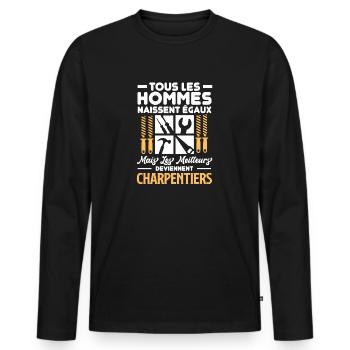 Charpentier - T-shirt manches longues Premium bio Homme - noir - Devant - Nico (187cm)