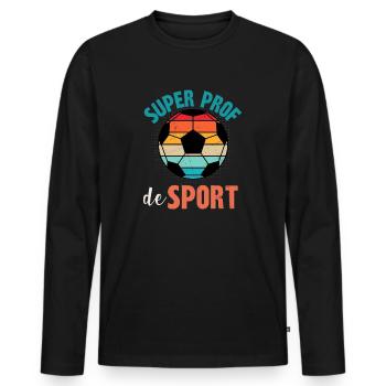 super prof de sport - T-shirt manches longues Premium bio Homme - noir - Devant - Nico (187cm)