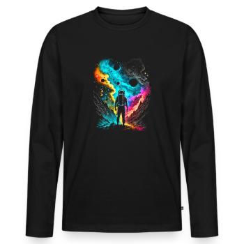 Spaceman - Männer Premium Bio Langarmshirt - Schwarz - Vorne - Nico (187cm)