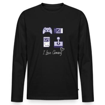 I Love Gaming - Männer Premium Bio Langarmshirt - Schwarz - Vorne - Nico (187cm)