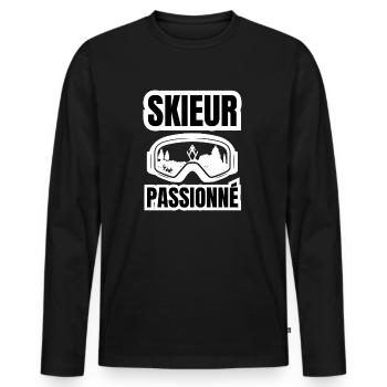 skieur passionné - T-shirt manches longues Premium bio Homme - noir - Devant - Nico (187cm)