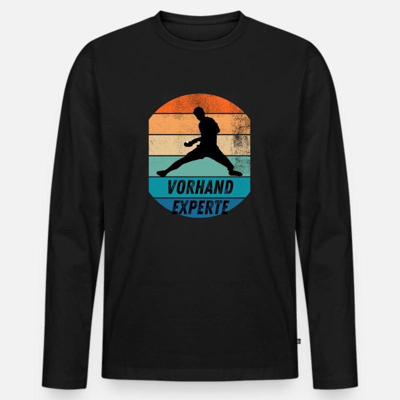 Vorhandtopspinexperte - Männer Premium Bio Langarmshirt - Schwarz