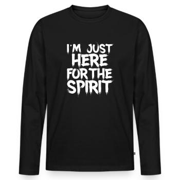 Je suis juste ici pour l’ - T-shirt manches longues Premium bio Homme - noir - Devant - Nico (187cm)