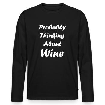 Wein - Männer Premium Bio Langarmshirt - Schwarz - Vorne - Nico (187cm)