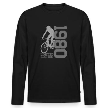 Édition limitée des années 1980 - Cycle Chic - T-shirt manches longues Premium bio Homme - noir - Devant - Nico (187cm)