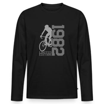 1982 Limited Edition - Radrevolte - Men's Premium Organic Long Sleeve Shirt - black - Front - Nico (187cm)