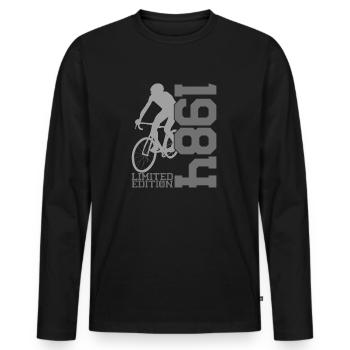 1984 Limited Edition - Radsport Ikone - Männer Premium Bio Langarmshirt - Schwarz - Vorne - Nico (187cm)