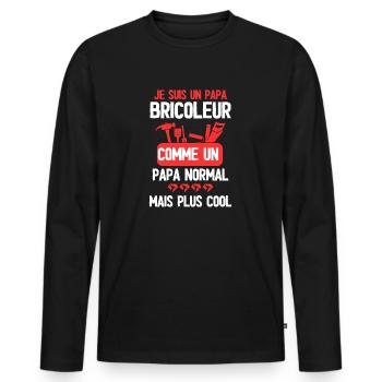 Un papa bricoleur très cool - T-shirt manches longues Premium bio Homme - noir - Devant - Nico (187cm)