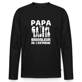 Papa bricoleur 1 - T-shirt manches longues Premium bio Homme - noir - Devant - Nico (187cm)