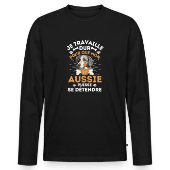 Aussie dog berger australien - T-shirt manches longues Premium bio Homme - noir - Devant - Nico (187cm)