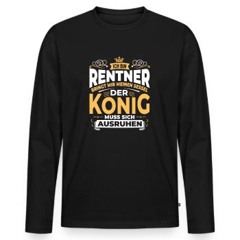 Rentner-König: Thronzeit! - Männer Premium Bio Langarmshirt - Schwarz - Vorne - Nico (187cm)