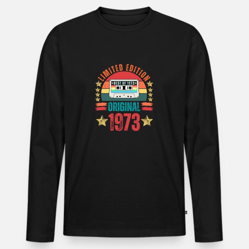 1973 Original Limitierte Auflage - Männer Premium Bio Langarmshirt - Schwarz
