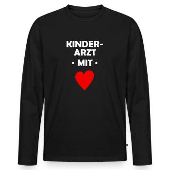 Kinderarzt mit Herz - Arzt - Krankenhaus - Doktor - Männer Premium Bio Langarmshirt - Schwarz - Vorne - Nico (187cm)