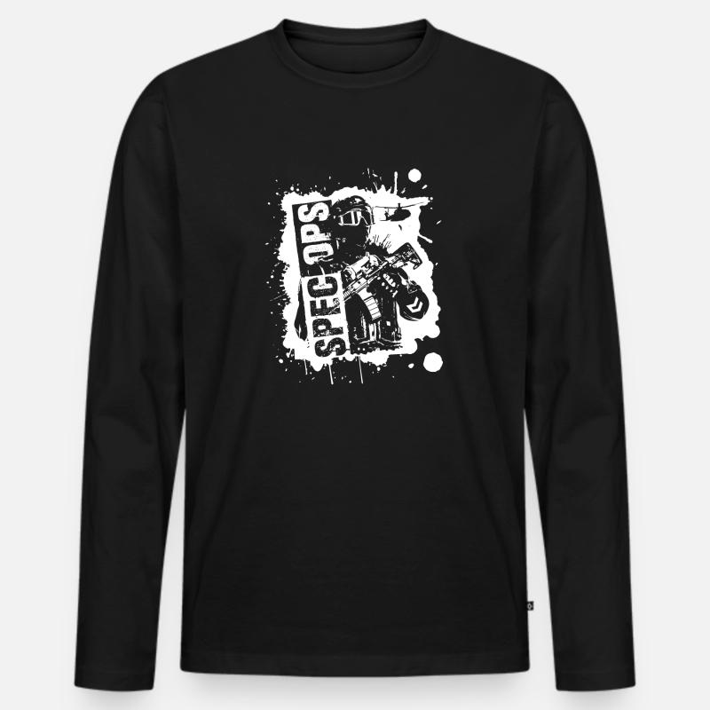 Spec Ops TR White - Männer Premium Bio Langarmshirt - Schwarz