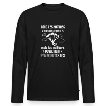 Parachute parachutiste - T-shirt manches longues Premium bio Homme - noir - Devant - Nico (187cm)