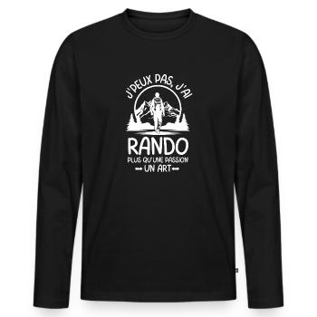 Randonnée plus qu'une passion un art - T-shirt manches longues Premium bio Homme - noir - Devant - Nico (187cm)