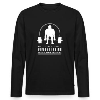 Powerlifting Deadlift - Rise to The Challenge - Men's Premium Organic Long Sleeve Shirt - black - Front - Nico (187cm)