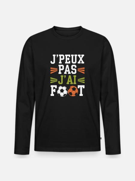 J'peux pas j'ai foot - T-shirt manches longues Premium bio Homme - noir