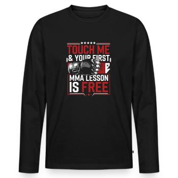 Pour les vrais pratiquants d’arts martiaux - T-shirt manches longues Premium bio Homme - noir - Devant - Nico (187cm)