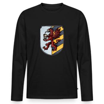 Wappen roter Greif - Männer Premium Bio Langarmshirt - Schwarz - Vorne - Nico (187cm)