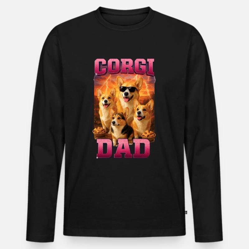 Corgi - Männer Premium Bio Langarmshirt - Schwarz