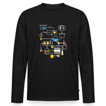 Représentation schématique de la production de bière - T-shirt manches longues Premium bio Homme - noir - Devant - Nico (187cm)