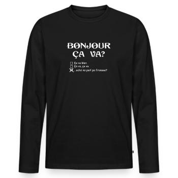 Bonjour Ça va? ankreuzen - Männer Premium Bio Langarmshirt - Schwarz - Vorne - Nico (187cm)