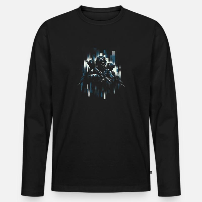 Stealth-Squad-Hinterhalt - Männer Premium Bio Langarmshirt - Schwarz