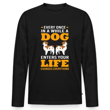 Brittany Dog Brittany Dog - Men's Premium Organic Long Sleeve Shirt - black - Front - Nico (187cm)