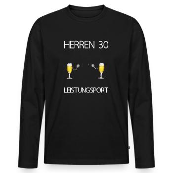 Tennis Herren 30 - Männer Premium Bio Langarmshirt - Schwarz - Vorne - Nico (187cm)