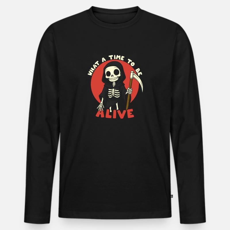 Alive - Männer Premium Bio Langarmshirt - Schwarz