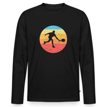Retro Vintage Padel Athlete Padel Tennis - Men's Premium Organic Long Sleeve Shirt - black - Front - Nico (187cm)