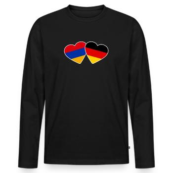Armenien Deutschland Herz Armenia Flagge Armenisch - Männer Premium Bio Langarmshirt - Schwarz - Vorne - Nico (187cm)