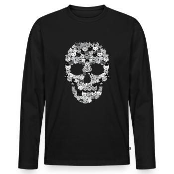 Skull Cats | Kitten cat head gift - Men's Premium Organic Long Sleeve Shirt - black - Front - Nico (187cm)