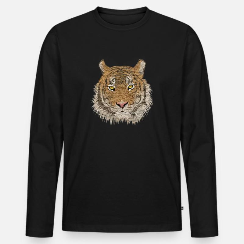 Tiger - Männer Premium Bio Langarmshirt - Schwarz