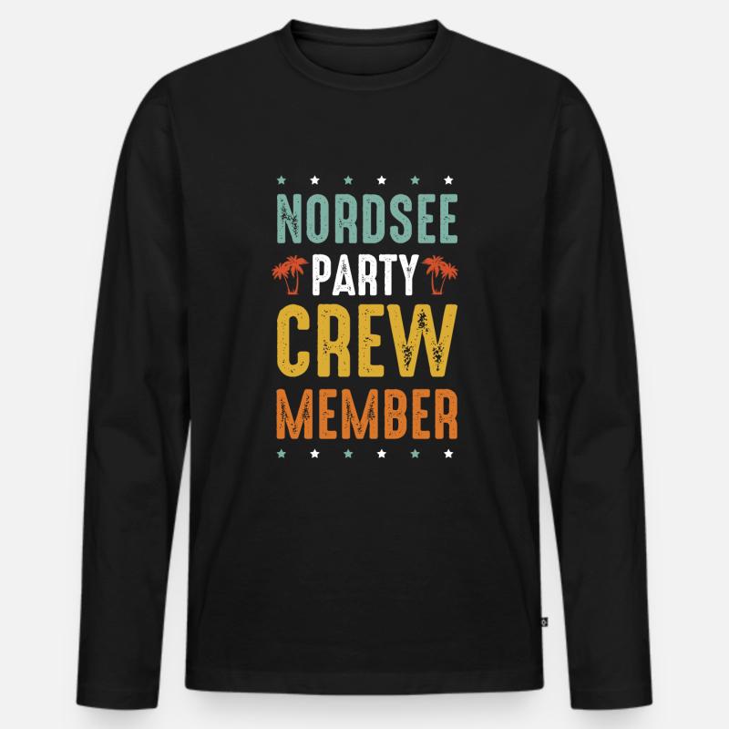 Nordsee Party Crew - Männer Premium Bio Langarmshirt - Schwarz