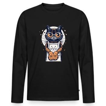 Backen - Männer Premium Bio Langarmshirt - Schwarz - Vorne - Nico (187cm)