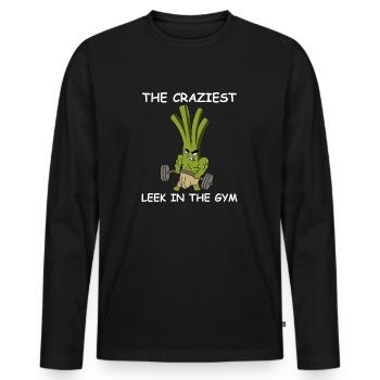 Le poireau le plus flagrant de la salle de sport | Fitness, Entraînement - T-shirt manches longues Premium bio Homme - noir - Devant - Nico (187cm)