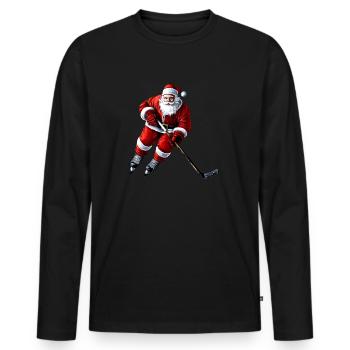 Eishockeyspieler Weihnachten - Männer Premium Bio Langarmshirt - Schwarz - Vorne - Nico (187cm)