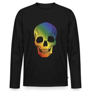 Crâne crâne Halloween coloré arc-en-ciel coloré - T-shirt manches longues Premium bio Homme - noir - Devant - Nico (187cm)