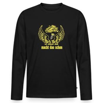 Papa macht das schon - Männer Premium Bio Langarmshirt - Schwarz - Vorne - Nico (187cm)