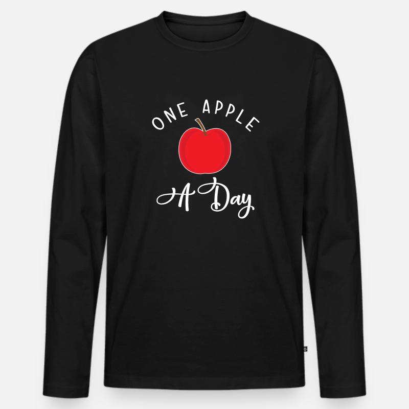 One Apple a day - Männer Premium Bio Langarmshirt - Schwarz