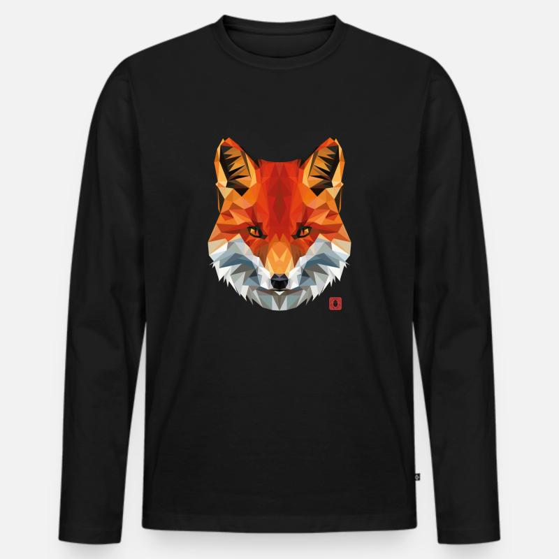 geometrischer Fuchs - Männer Premium Bio Langarmshirt - Schwarz